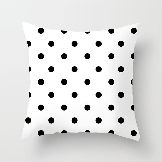 Geometric Cushion Cover Black and White Polyester Throw Pillow Case