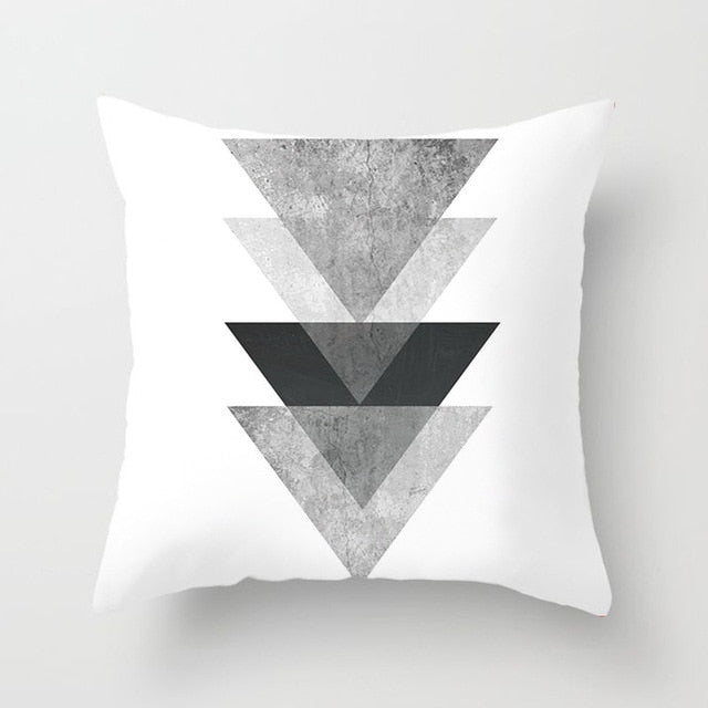 Geometric Cushion Cover Black and White Polyester Throw Pillow Case