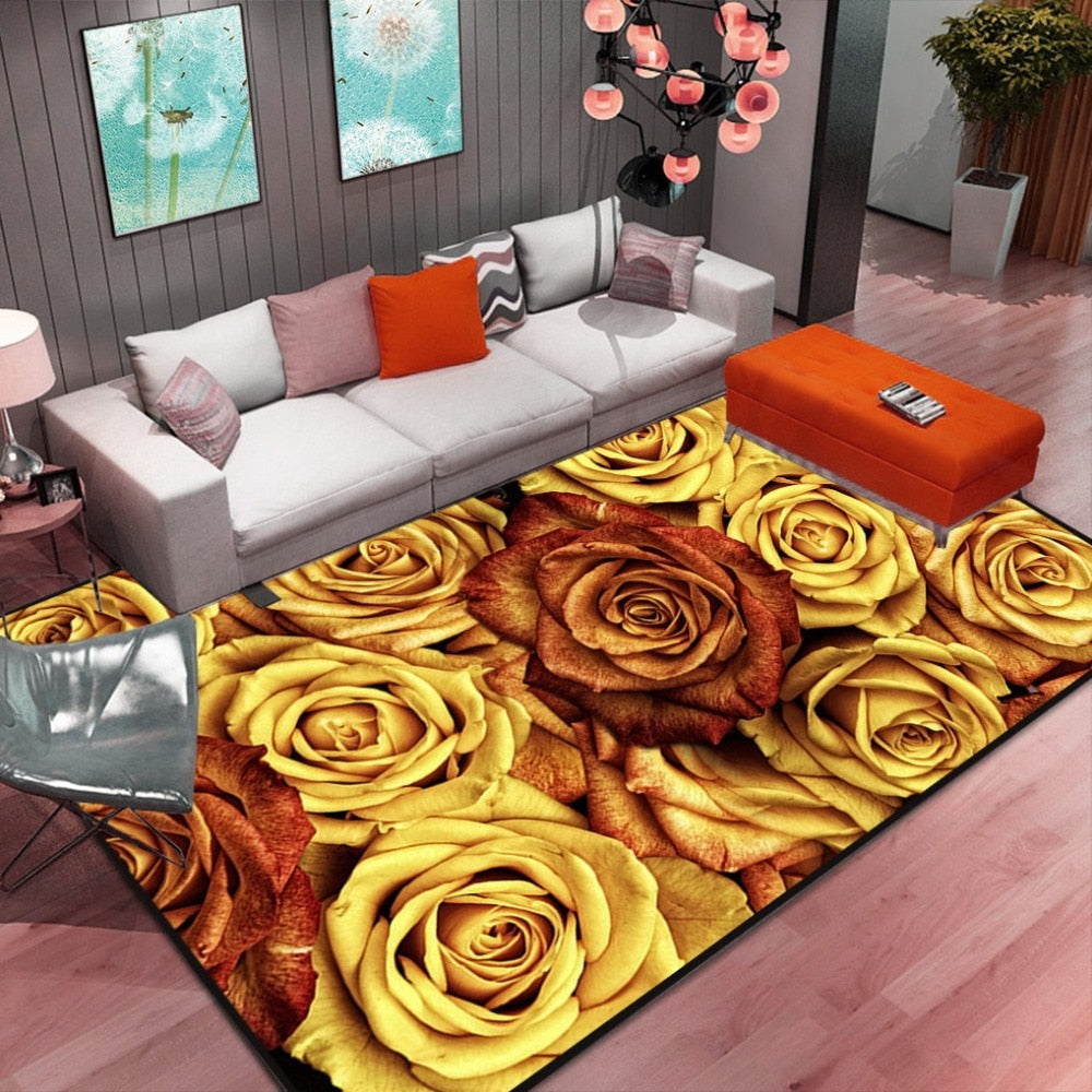 High Quality Abstract Flower Art Carpet For Living Room Bedroom Anti-slip Floor Mat