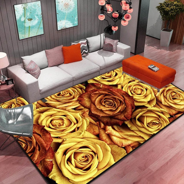 High Quality Abstract Flower Art Carpet For Living Room Bedroom Anti-slip Floor Mat