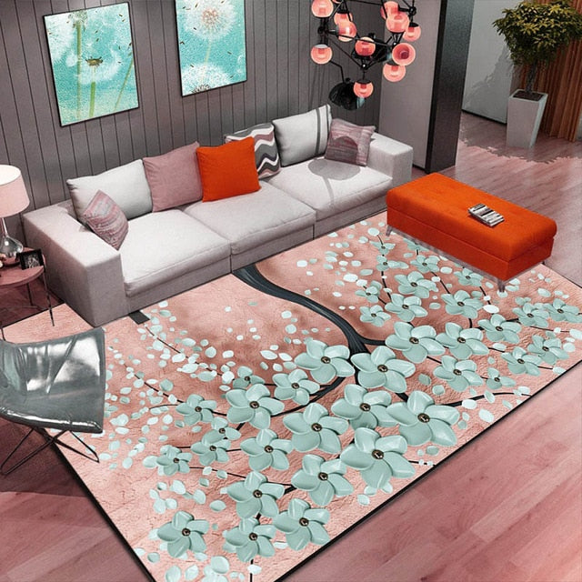 High Quality Abstract Flower Art Carpet For Living Room Bedroom Anti-slip Floor Mat