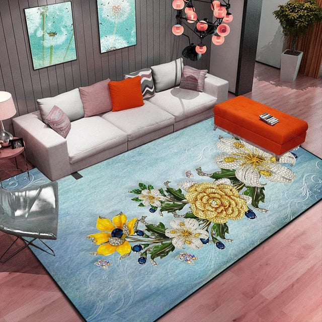High Quality Abstract Flower Art Carpet For Living Room Bedroom Anti-slip Floor Mat