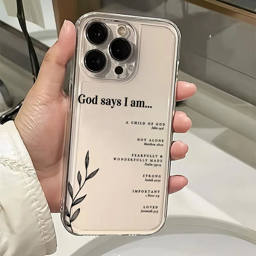 Christian Affirmations Bible Verse Scripture Quote Phone Case For iPhone 16e 16 15 14 13 12 11 Pro Max Plus Transparent Soft TPU