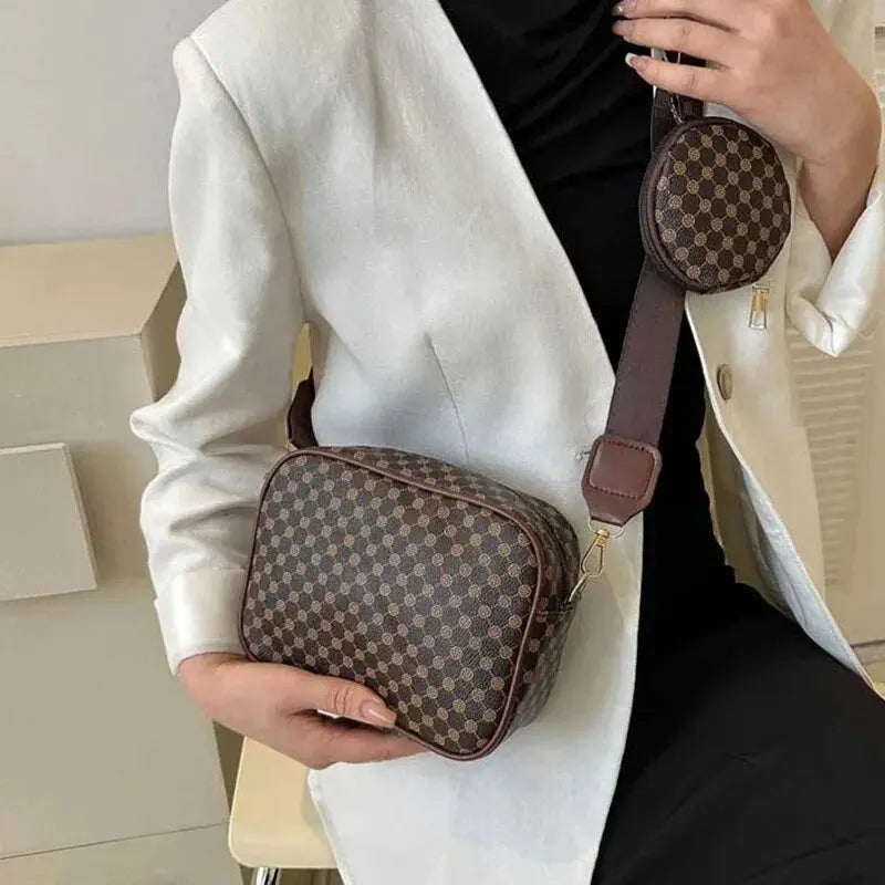 Crossbody Vintage Fashion Handle Handbag Women Solid Soft PU Leather