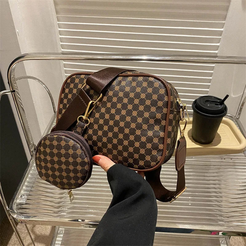 Crossbody Vintage Fashion Handle Handbag Women Solid Soft PU Leather