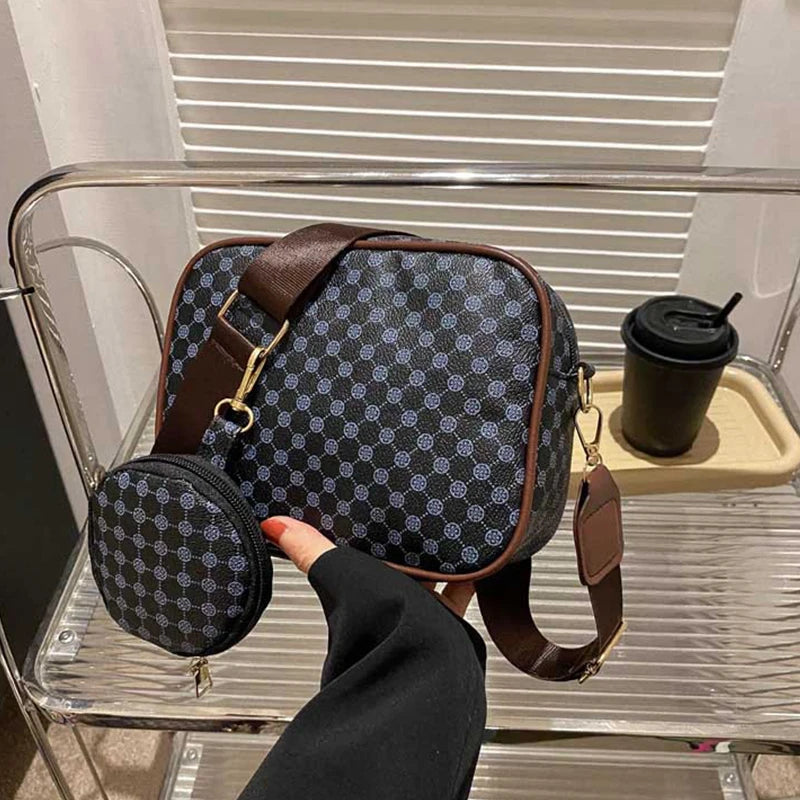 Crossbody Vintage Fashion Handle Handbag Women Solid Soft PU Leather