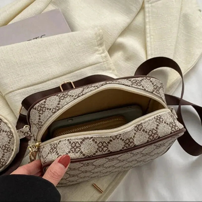 Crossbody Vintage Fashion Handle Handbag Women Solid Soft PU Leather